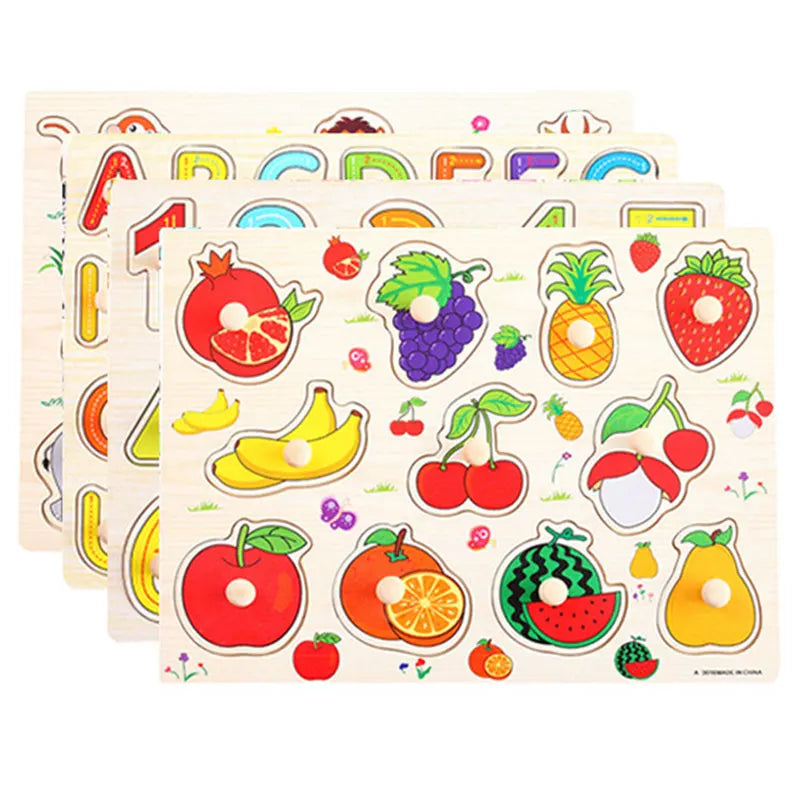 Juguetes Montessori de Madera para Bebés 1-3 Años, Juego de Puzzle para Niños, Desarrollo de Habilidades Motoras Finas