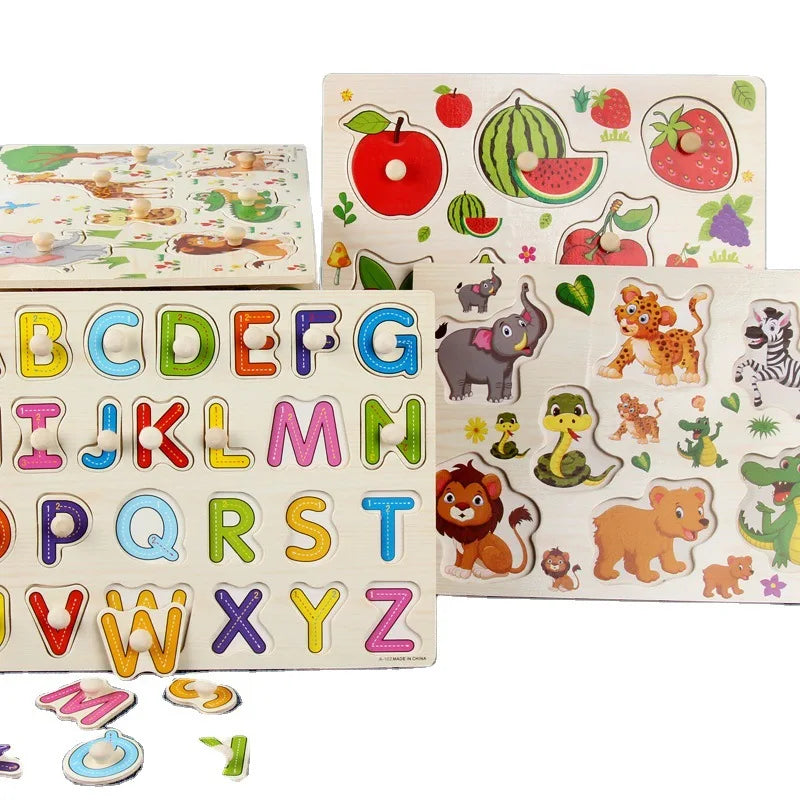 Juguetes Montessori de Madera para Bebés 1-3 Años, Juego de Puzzle para Niños, Desarrollo de Habilidades Motoras Finas