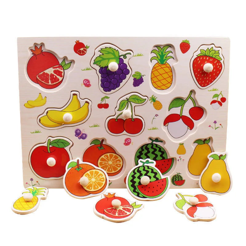 Juguetes Montessori de Madera para Bebés 1-3 Años, Juego de Puzzle para Niños, Desarrollo de Habilidades Motoras Finas