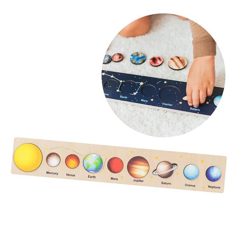 Rompecabezas Montessori del Sistema Solar en Madera para Niños