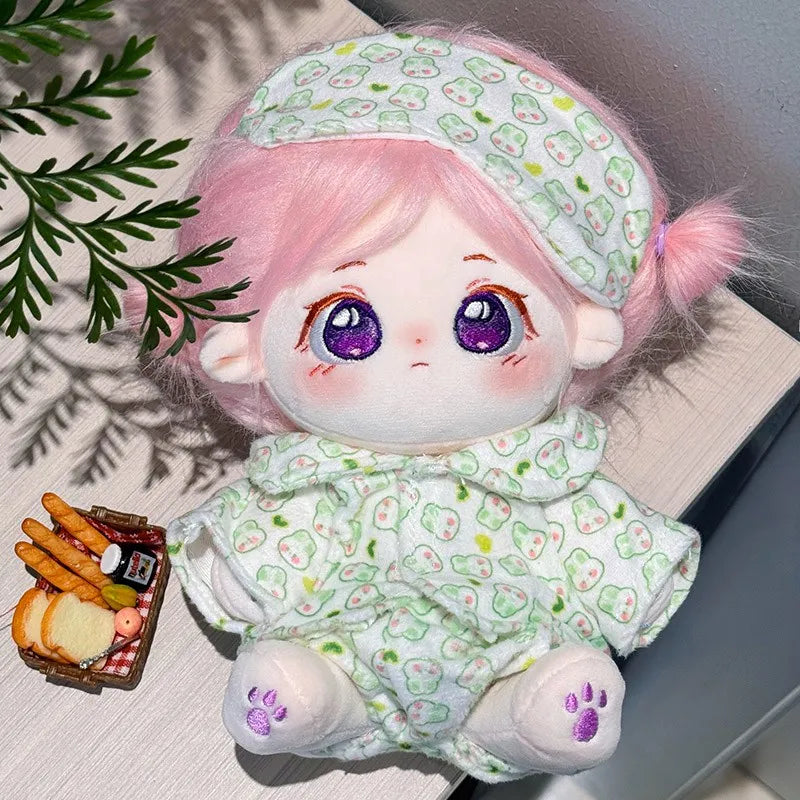 Ropa de Muñeca para Muñecas Idol de 20 cm: Lindos Pijamas con Máscara de Ojos, Juguete de Algodón Relleno para Fans de K-Pop EXO.