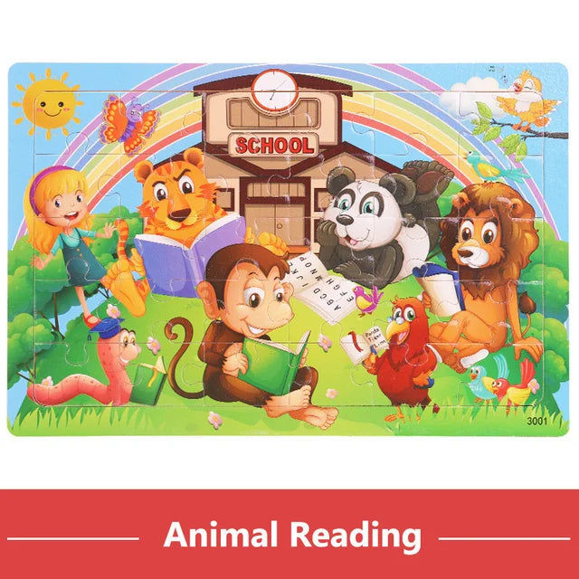 Rompecabezas 3D Montessori de 30 piezas – Juguete educativo de madera para niños