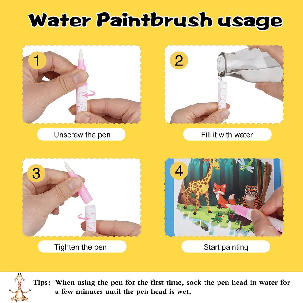 Libro Mágico de Agua Montessori – Juguete Educativo para Niños de 1 a 3 Años