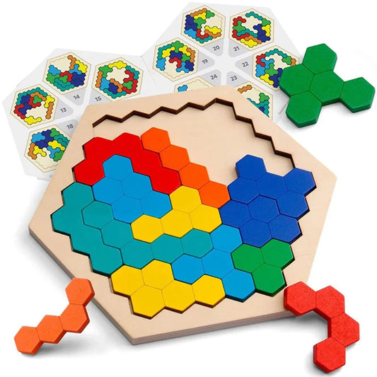 Puzzle Tangram de Madera DIY Juguetes Educativos para Niños Entrenamiento Mental Montessori