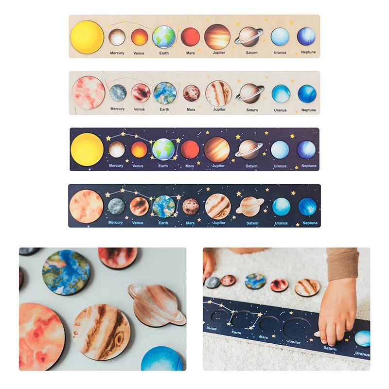 Rompecabezas Montessori del Sistema Solar en Madera para Niños