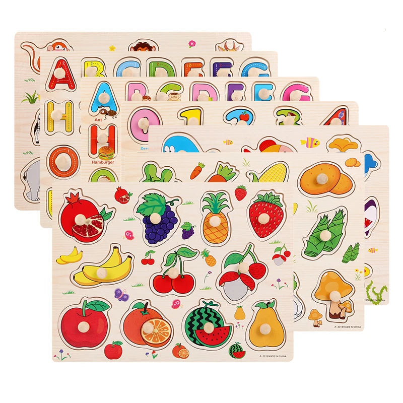 Juguetes Montessori de Madera para Bebés 1-3 Años, Juego de Puzzle para Niños, Desarrollo de Habilidades Motoras Finas