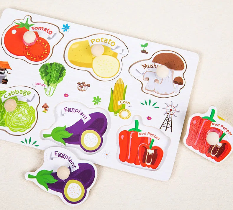 Juguetes Montessori de Madera para Bebés 1-3 Años, Juego de Puzzle para Niños, Desarrollo de Habilidades Motoras Finas