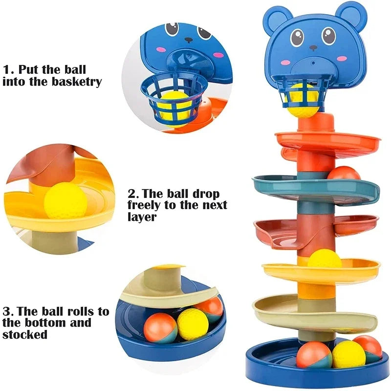 Juguete Montessori Torre de Bolas para Bebés, Juegos Educativos de Desarrollo, Apilamiento para Niños de 1 a 3 Años.