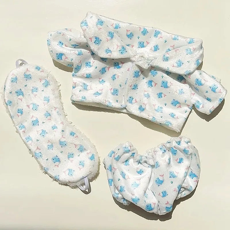 Ropa de Muñeca para Muñecas Idol de 20 cm: Lindos Pijamas con Máscara de Ojos, Juguete de Algodón Relleno para Fans de K-Pop EXO.