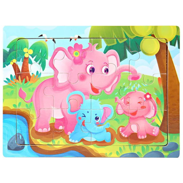 Rompecabezas 3D Montessori de 30 piezas – Juguete educativo de madera para niños