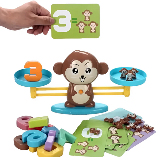 Juego Montessori de Balance de Mono, Juguetes Educativos para Niños, Desarrollo Infantil y Enseñanza de Números.