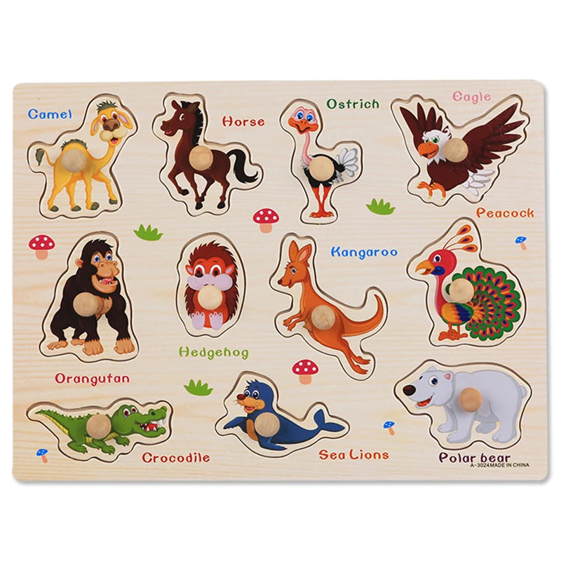 Juguetes Montessori de Madera para Bebés 1-3 Años, Juego de Puzzle para Niños, Desarrollo de Habilidades Motoras Finas