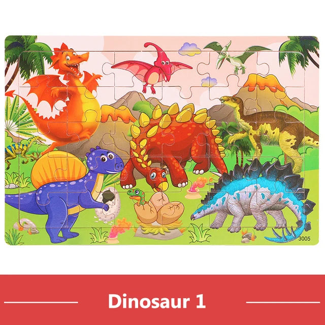 Rompecabezas de madera de 30 piezas de animales y tráfico, educativo y Montessori para niños.