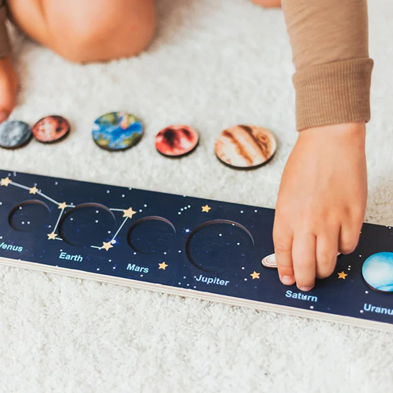 Rompecabezas Montessori del Sistema Solar en Madera para Niños
