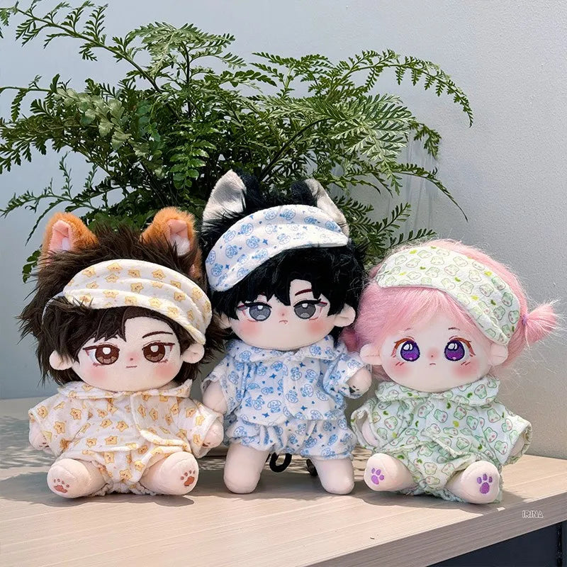 Ropa de Muñeca para Muñecas Idol de 20 cm: Lindos Pijamas con Máscara de Ojos, Juguete de Algodón Relleno para Fans de K-Pop EXO.