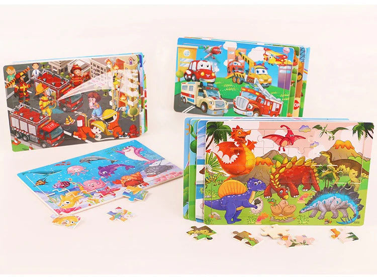 Rompecabezas 3D Montessori de 30 piezas – Juguete educativo de madera para niños
