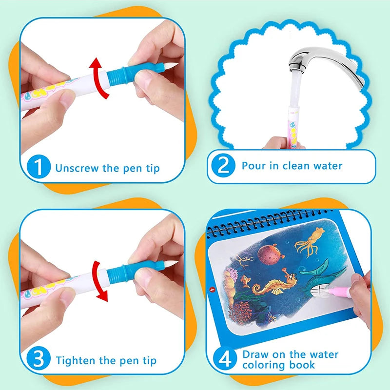 Libro Mágico de Agua Montessori – Juguete Educativo para Niños de 1 a 3 Años