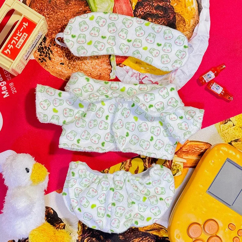 Ropa de Muñeca para Muñecas Idol de 20 cm: Lindos Pijamas con Máscara de Ojos, Juguete de Algodón Relleno para Fans de K-Pop EXO.