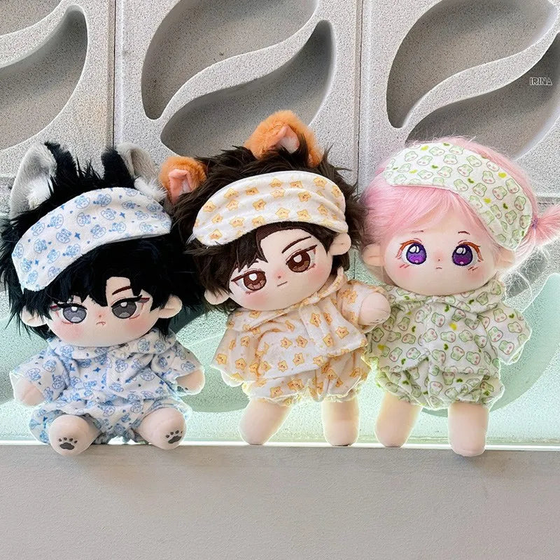 Ropa de Muñeca para Muñecas Idol de 20 cm: Lindos Pijamas con Máscara de Ojos, Juguete de Algodón Relleno para Fans de K-Pop EXO.