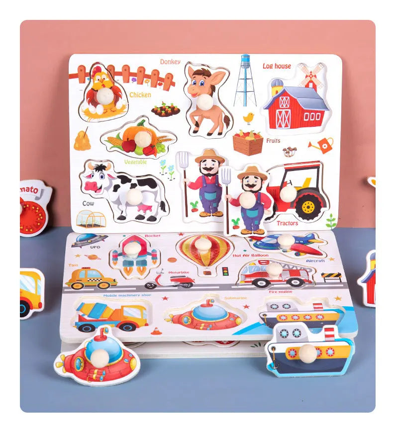 Juguetes Montessori de Madera para Bebés 1-3 Años, Juego de Puzzle para Niños, Desarrollo de Habilidades Motoras Finas