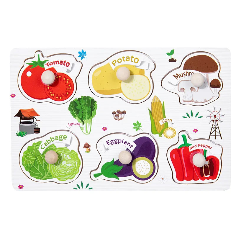 Juguetes Montessori de Madera para Bebés 1-3 Años, Juego de Puzzle para Niños, Desarrollo de Habilidades Motoras Finas