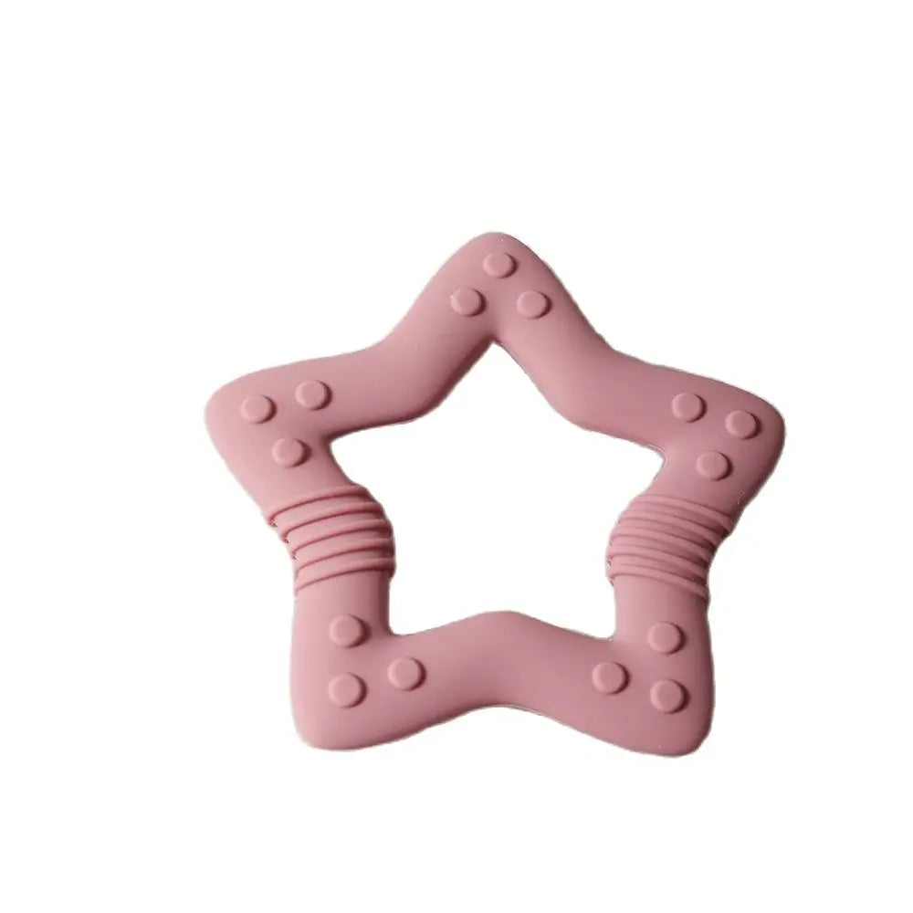 Nuevo 2024 estrella mordedor de silicona Grado alimenticio juguete para la dentición de bebé en forma de corazón.