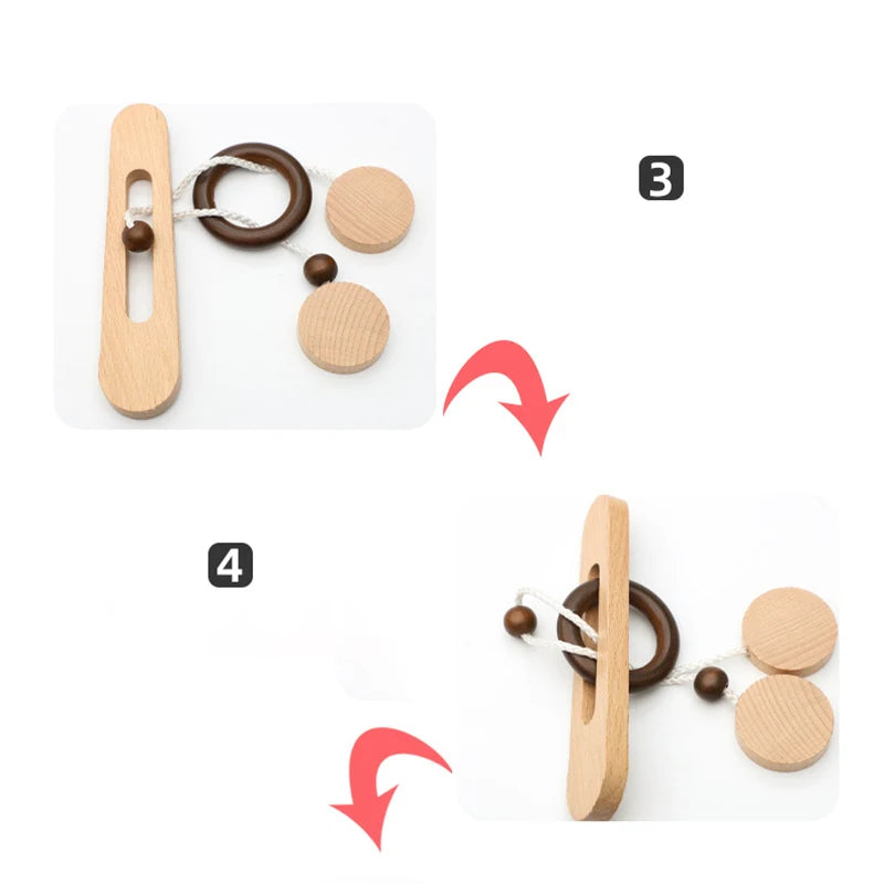 Juguete Inteligente: Rompecabezas Kong Ming de Madera para Adultos y Niños