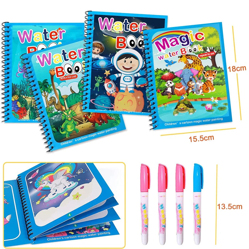 Libro Mágico de Agua Montessori – Juguete Educativo para Niños de 1 a 3 Años