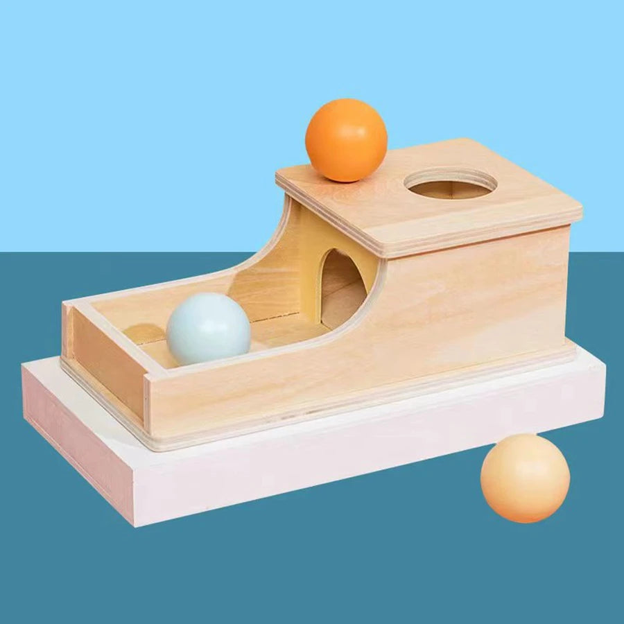 Juego Montessori de Pelota de Madera con Cajón, Juguete Educativo para Niños