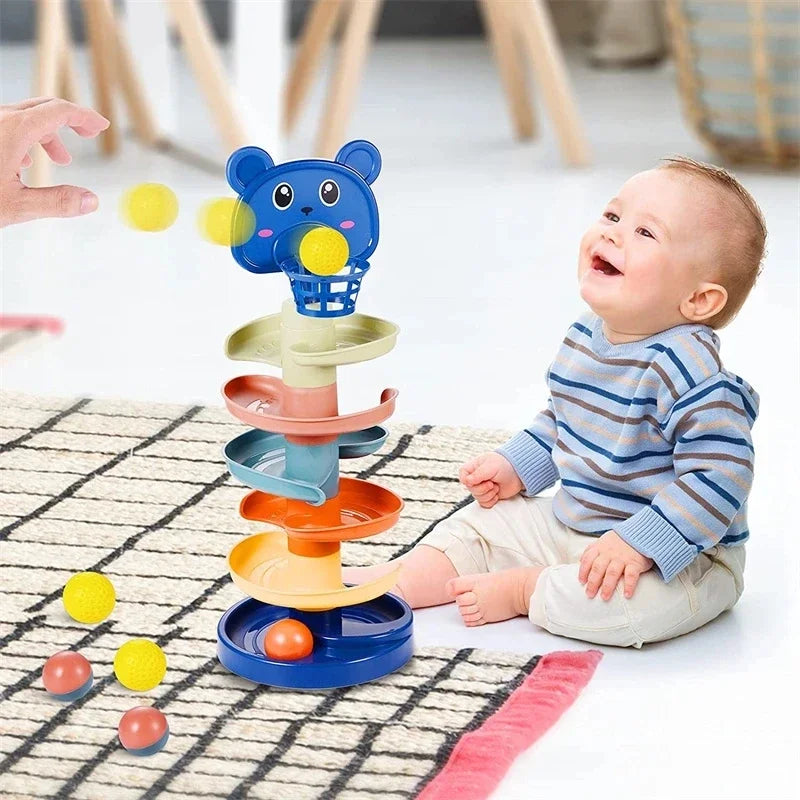 Juguete Montessori Torre de Bolas para Bebés, Juegos Educativos de Desarrollo, Apilamiento para Niños de 1 a 3 Años.