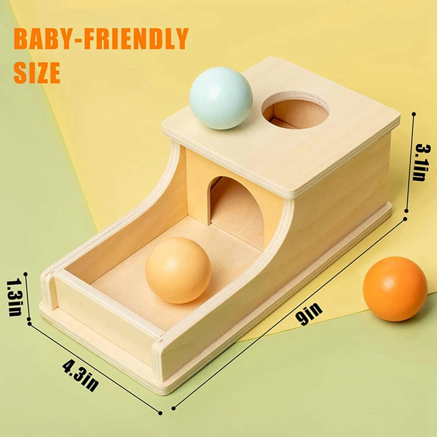 Juego Montessori de Pelota de Madera con Cajón, Juguete Educativo para Niños