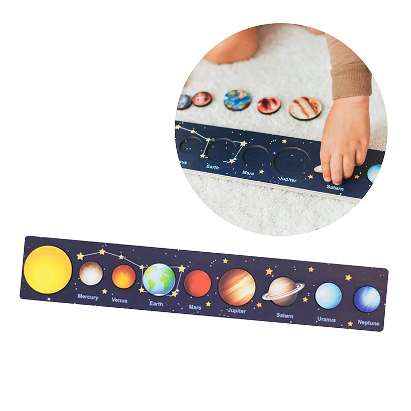 Rompecabezas Montessori del Sistema Solar en Madera para Niños