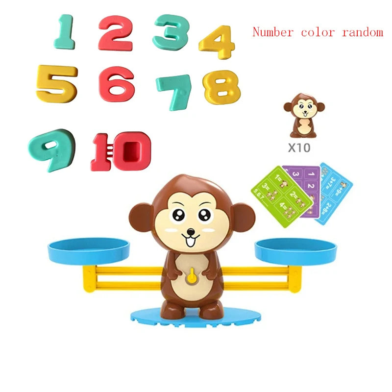 Juego Montessori de Balance de Mono, Juguetes Educativos para Niños, Desarrollo Infantil y Enseñanza de Números.
