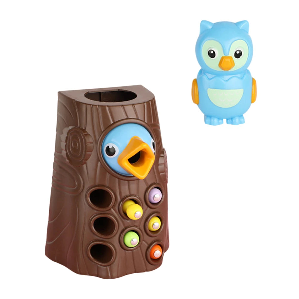 Juguete Montessori de Madera para Bebés – Juego Magnético de Pájaro Carpintero y Gusanos