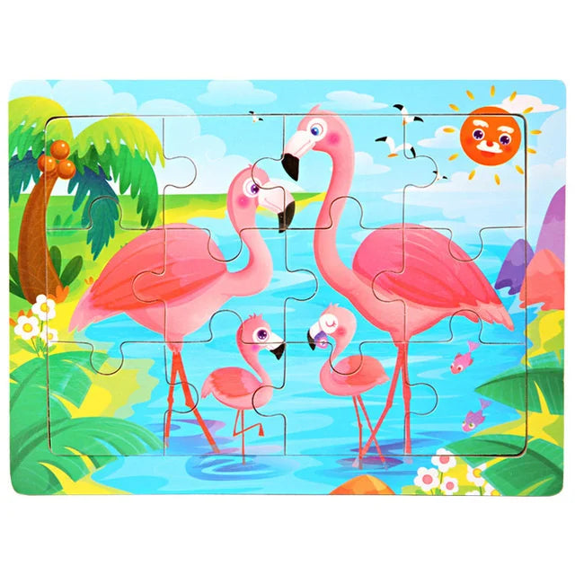 Rompecabezas de madera de 30 piezas de animales y tráfico, educativo y Montessori para niños.