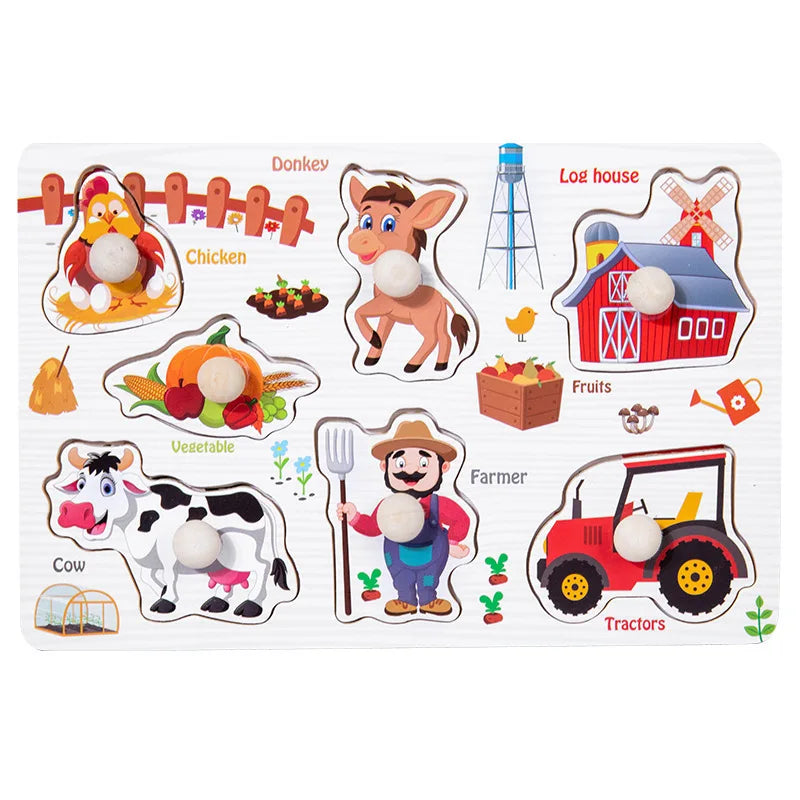 Juguetes Montessori de Madera para Bebés 1-3 Años, Juego de Puzzle para Niños, Desarrollo de Habilidades Motoras Finas