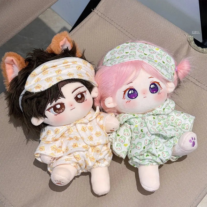 Ropa de Muñeca para Muñecas Idol de 20 cm: Lindos Pijamas con Máscara de Ojos, Juguete de Algodón Relleno para Fans de K-Pop EXO.