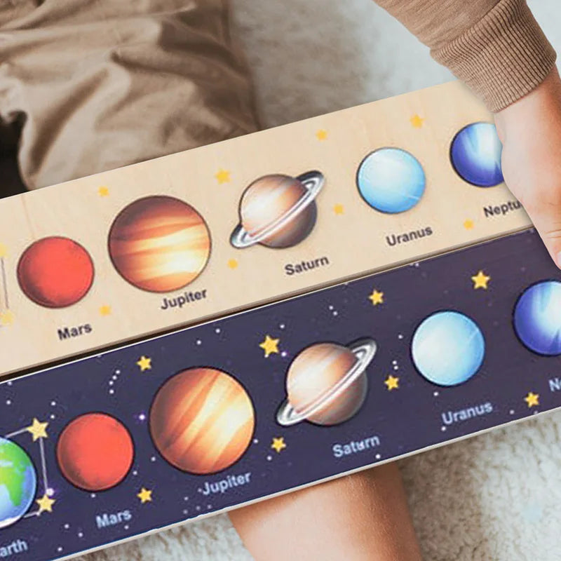 Rompecabezas Montessori del Sistema Solar en Madera para Niños