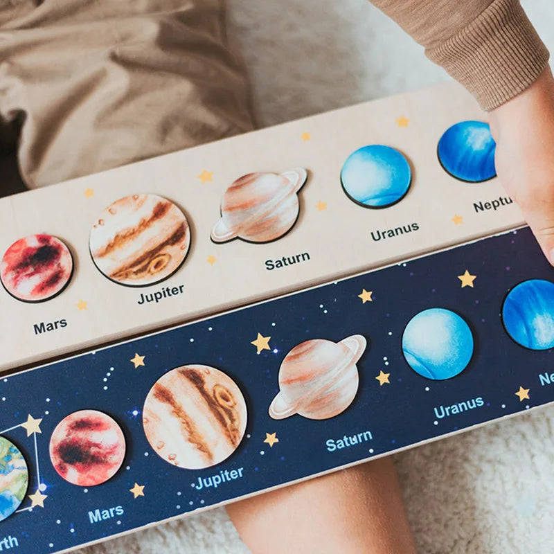 Rompecabezas Montessori del Sistema Solar en Madera para Niños