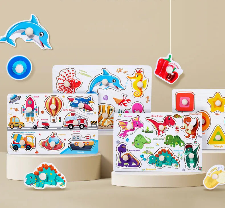Juguetes Montessori de Madera para Bebés 1-3 Años, Juego de Puzzle para Niños, Desarrollo de Habilidades Motoras Finas