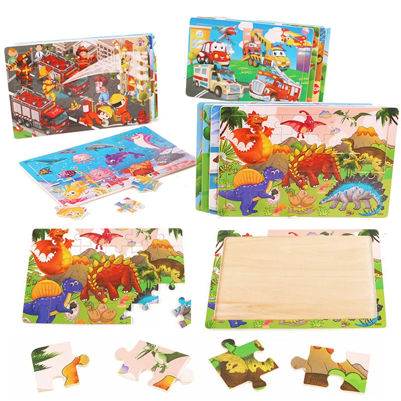 Rompecabezas 3D Montessori de 30 piezas – Juguete educativo de madera para niños