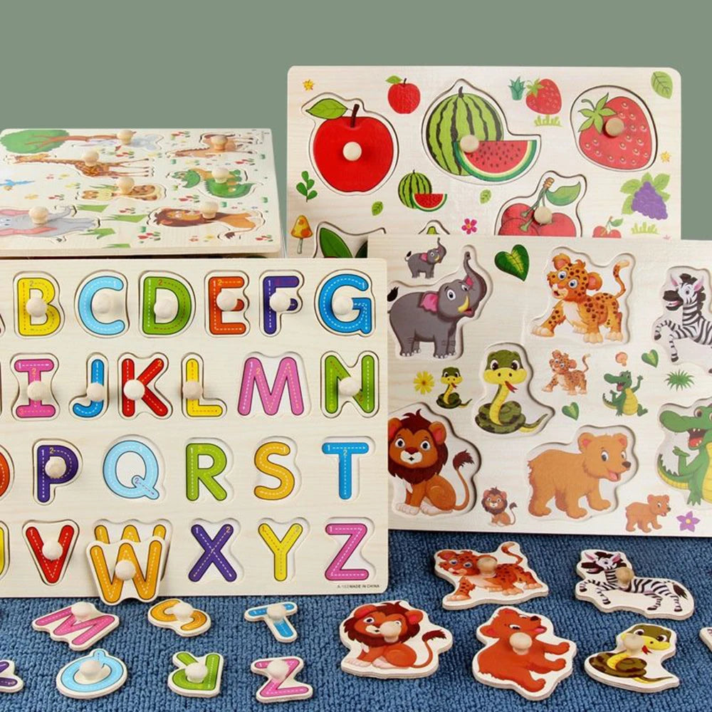 Juguetes Montessori de Madera para Bebés 1-3 Años, Juego de Puzzle para Niños, Desarrollo de Habilidades Motoras Finas