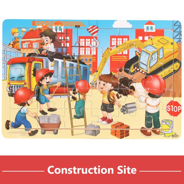 Rompecabezas 3D Montessori de 30 piezas – Juguete educativo de madera para niños