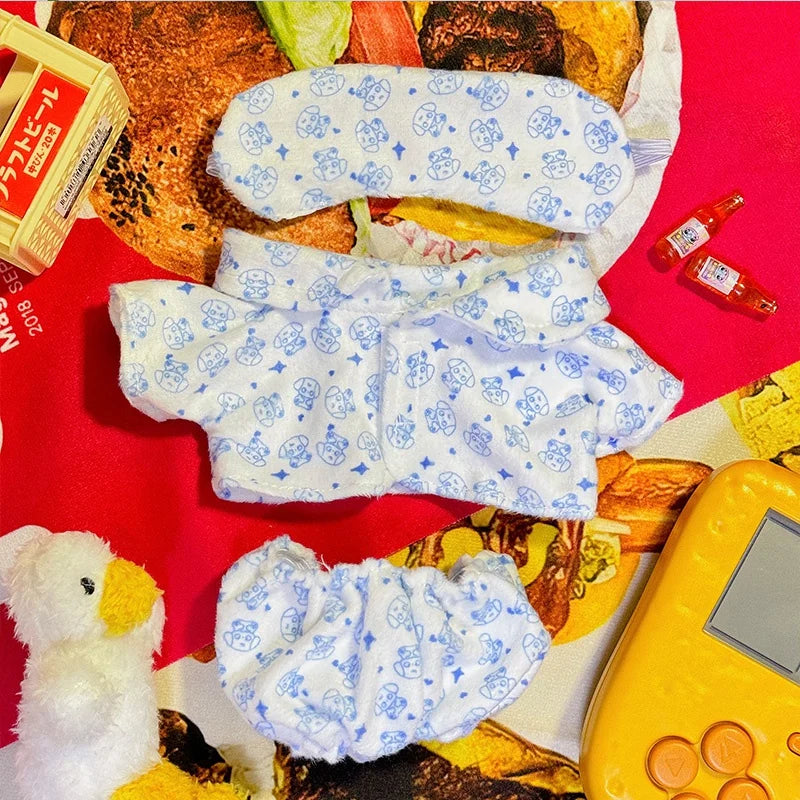 Ropa de Muñeca para Muñecas Idol de 20 cm: Lindos Pijamas con Máscara de Ojos, Juguete de Algodón Relleno para Fans de K-Pop EXO.