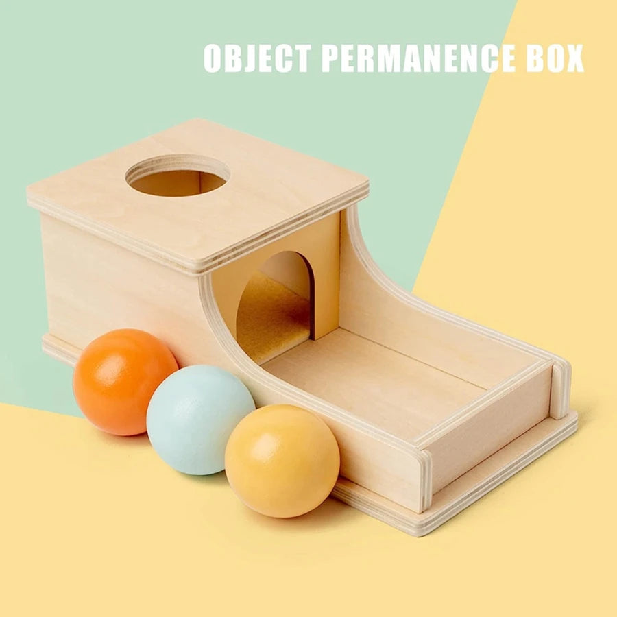 Juego Montessori de Pelota de Madera con Cajón, Juguete Educativo para Niños