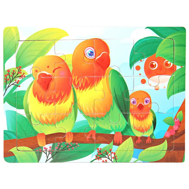 Rompecabezas de madera de 30 piezas de animales y tráfico, educativo y Montessori para niños.