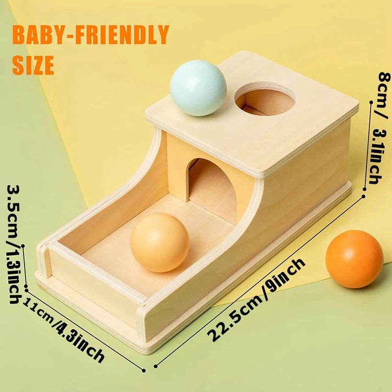Juego Montessori de Pelota de Madera con Cajón, Juguete Educativo para Niños
