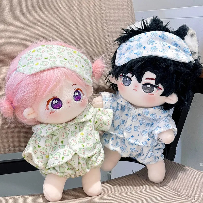 Ropa de Muñeca para Muñecas Idol de 20 cm: Lindos Pijamas con Máscara de Ojos, Juguete de Algodón Relleno para Fans de K-Pop EXO.