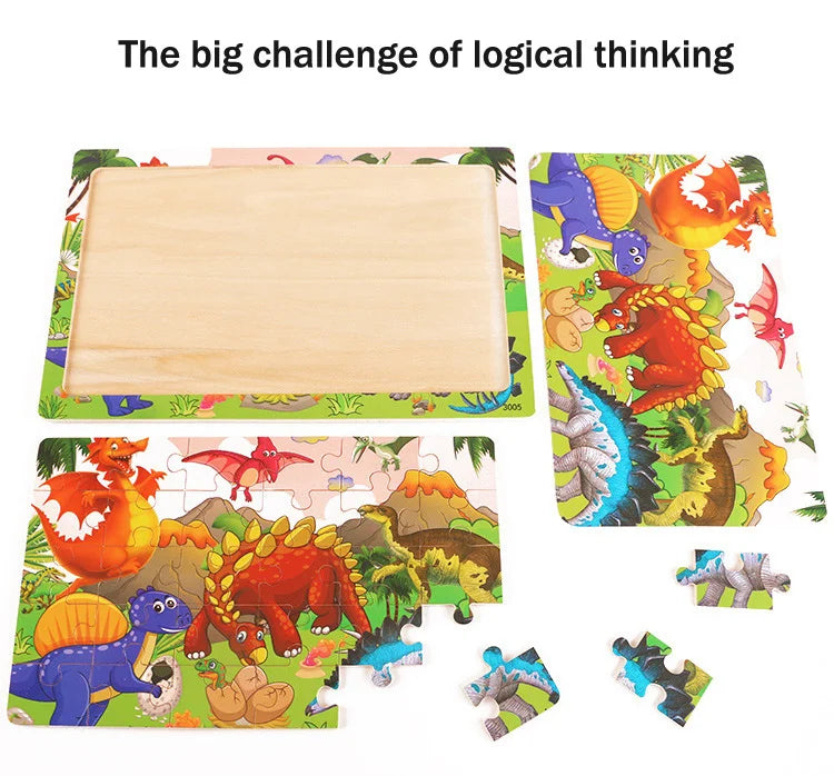 Rompecabezas 3D Montessori de 30 piezas – Juguete educativo de madera para niños