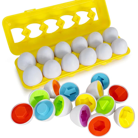 Juguetes Montessori Huevos de Pascua Clasificadores de Colores y Formas.